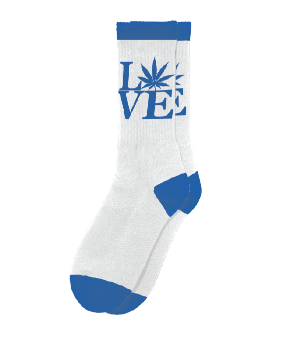 Blue LOVE Weed Socks