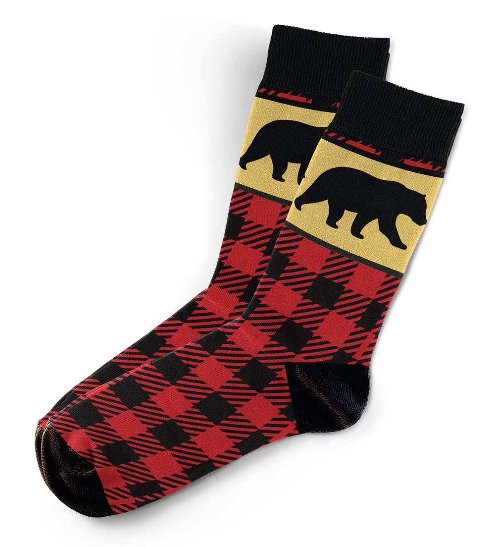 Bear Red Plaid Socks